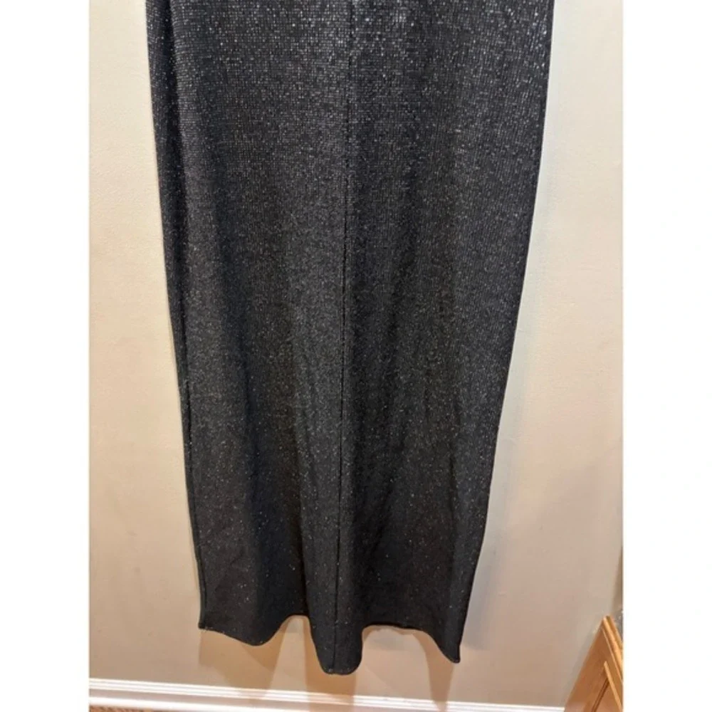 Niki by Niki Livas Vtg Black‎ Metallic Shimmer Cutout Back Maxi Dress Fits XS/S